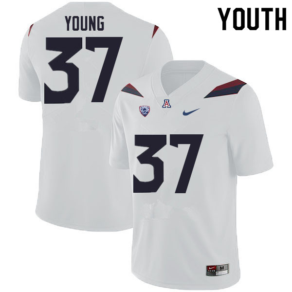 Youth #37 Jaydin Young Arizona Wildcats College Football Jerseys Sale-White - Click Image to Close